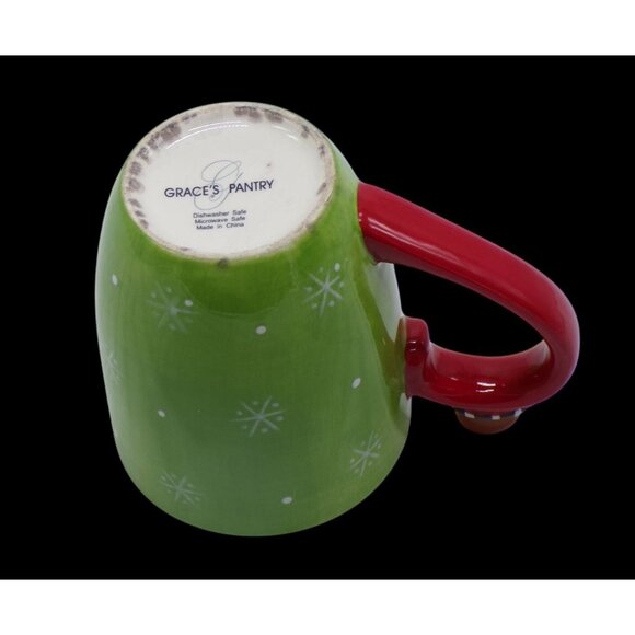 Graces Pantry Christmas Gingerbread Green Snowflake Red Handle Holiday Mug 12 oz - Picture 7 of 7
